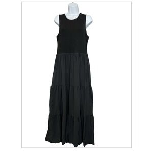 Fashion Women's Maxi Dress Sz Large Layered Pocket Sz Large NWT  Black‎